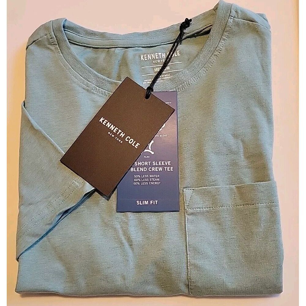 NEW Kenneth Cole Active‎ Mens Heather Green Tech Pocket Tee  T-shirt Sz Medium